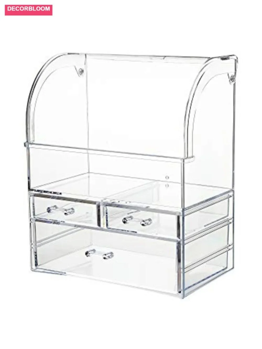 Large Clear Acrylic Cosmetic Organizer with Drawers Bathroom Storage Display